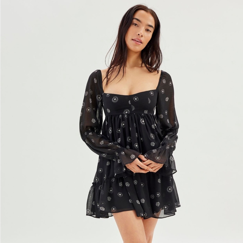 Urban Outfitters Lannette Long Sleeve Mini Dress